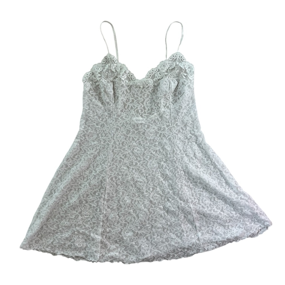 VINTAGE 90S ARIANNE WHITE LACE MINI SLIP DRESS SMALL WOMENS BRIDAL